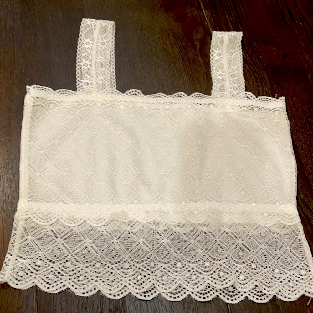 Sexy and Delicate se thru in one side lace bralette.